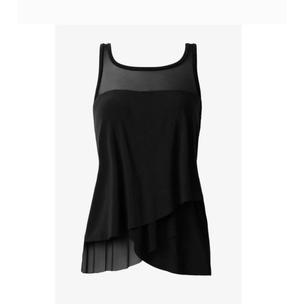 NWT Miraclesuit Womens Black Illusionist Mirage Underwire Swim Tankini Top 16W
